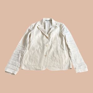 Vince Off-White Linen Blend Single-Breasted Blazer